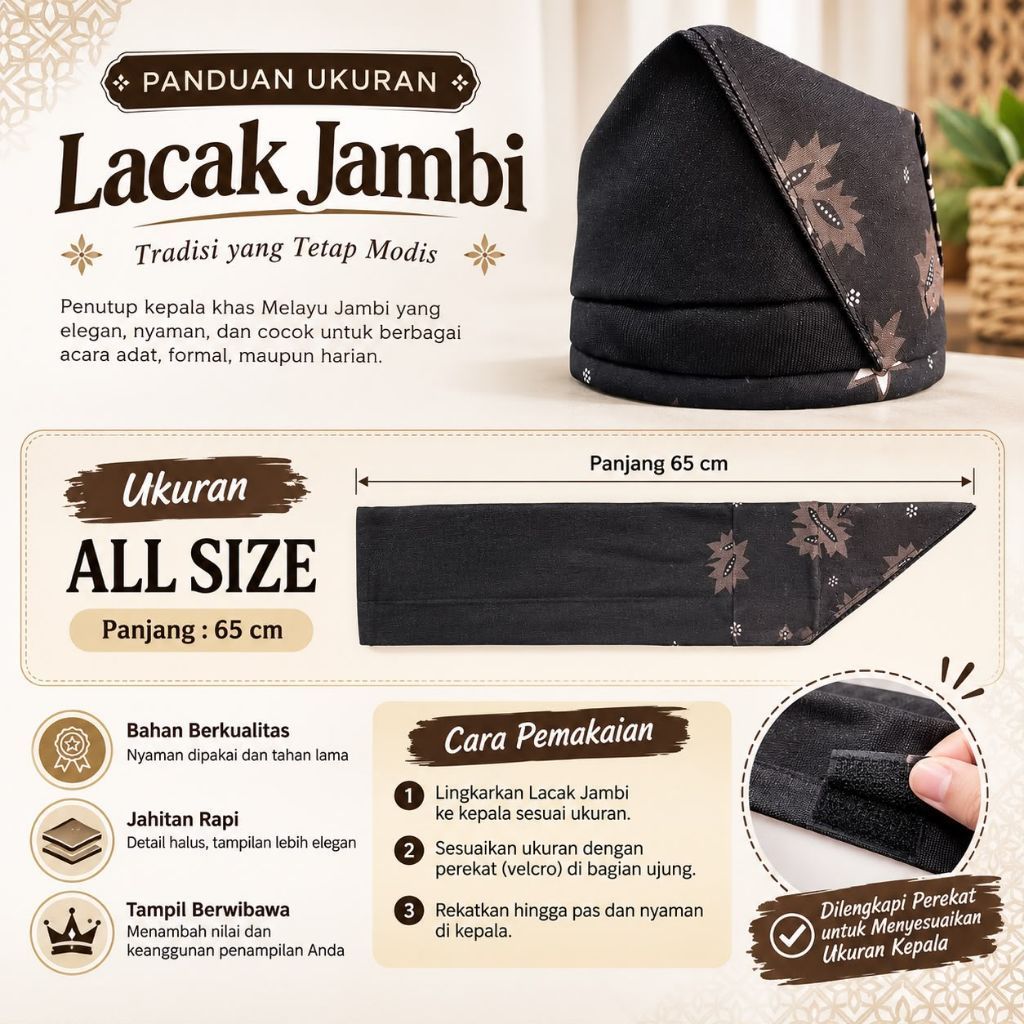 Lacak Jambi Pria All Size | Tanjak Melayu Jambi | Penutup Kepala Adat