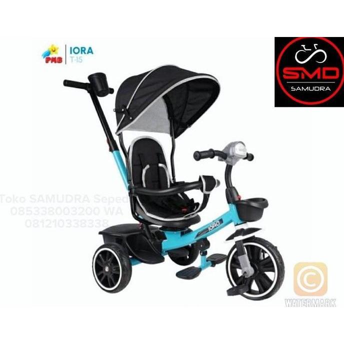 Sepeda Anak Stroller Roda 3 PMB Iora T15 Jok Putar Musik Murah BDG