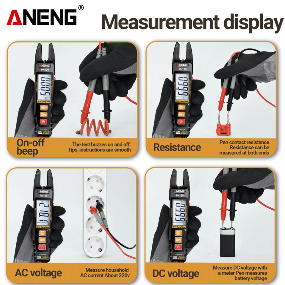 Aneng PN129 Clamp Meter U-shaped Smart 4000 Counts Multimeter AC/DC 600V Voltage Current Resist