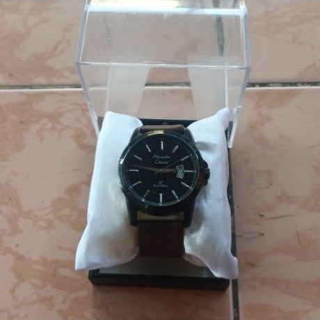 Jam Tangan Pria Alexandre Christie AC 8327MD Classic Steel Black Dial Brown Leather Strap