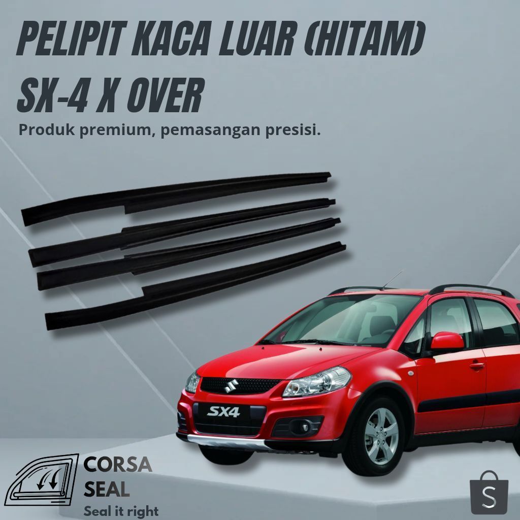 Pelipit kaca pintu luar / Outer weatherstrip SX-4 X Over (Hitam)