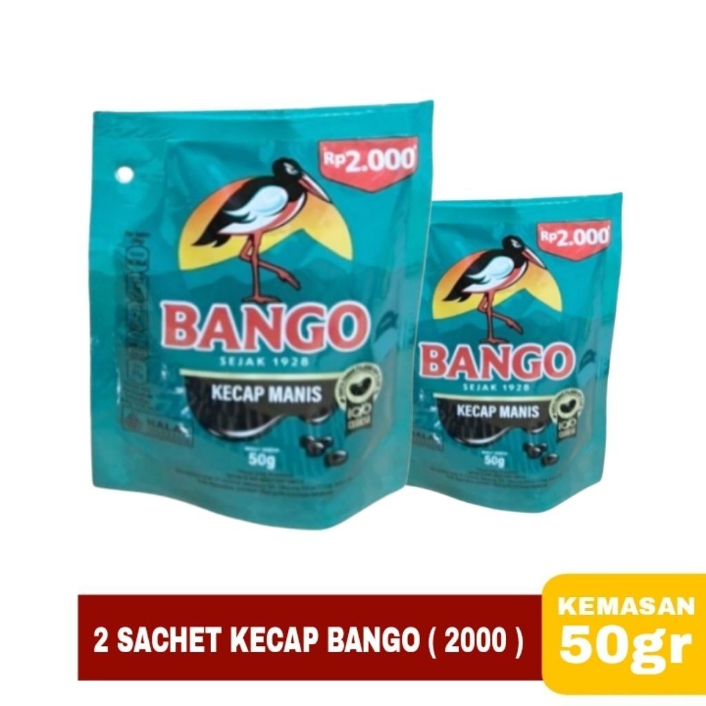 2 sachet Kecap Manis Bango 50gr - kecap kental manis - kecap Bango 2000 an, Gurih, Manis, Praktis