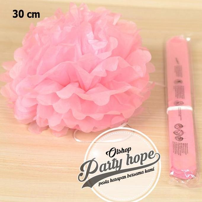 WOFL Pompom Kertas Pink Muda / Pompom Kertas 30 Cm / Tissue Paper / Pompom