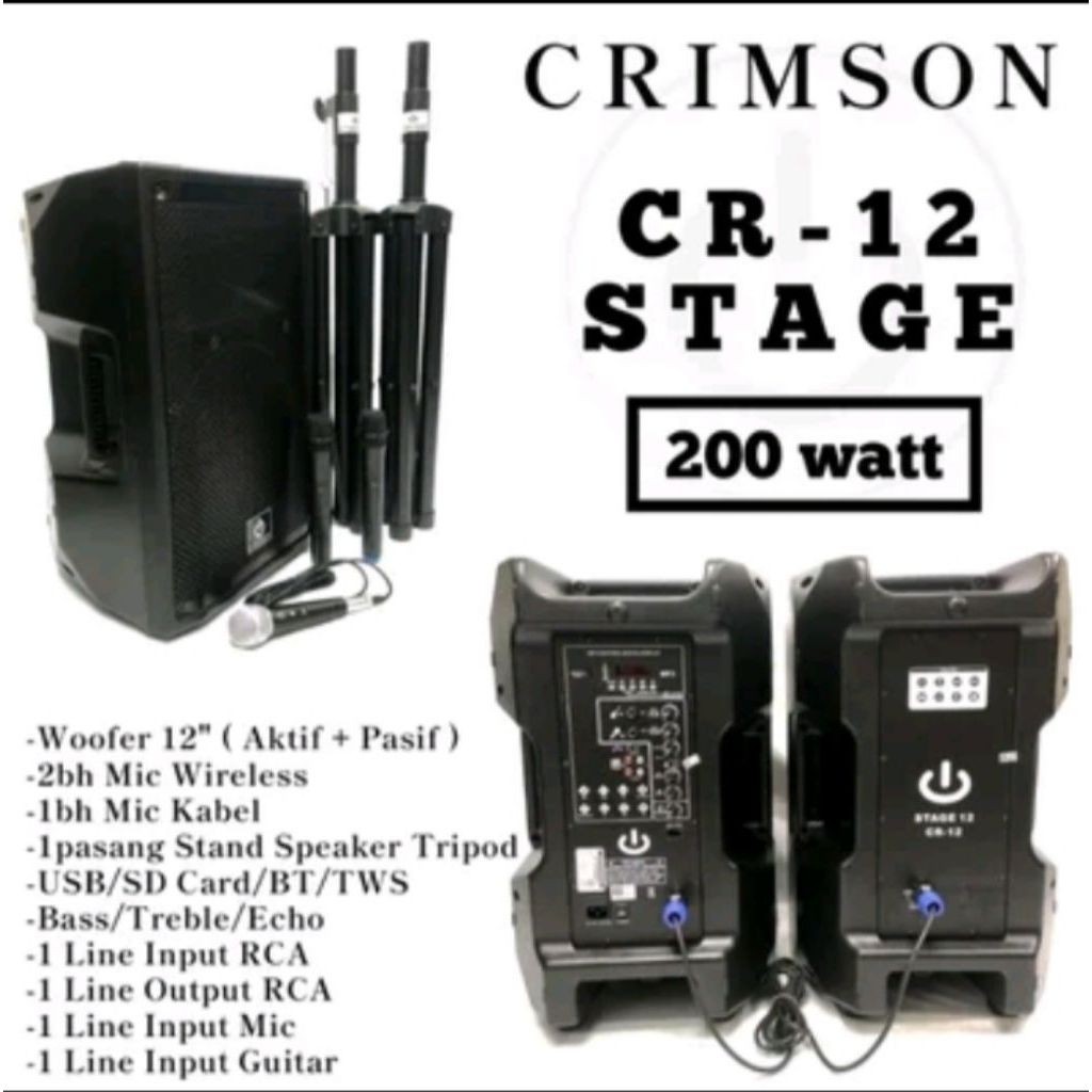 Speaker Aktif + Pasif 12 Inch Crimson Stage 12
