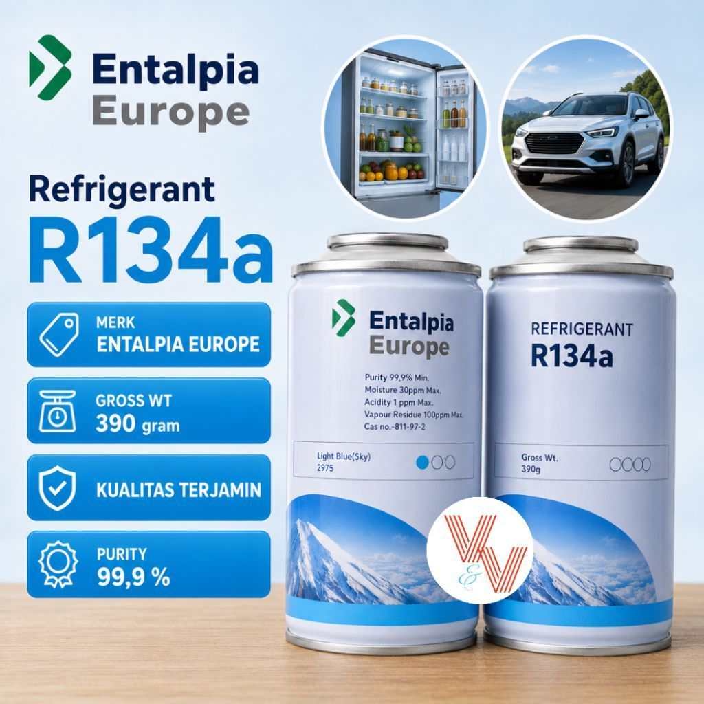 entalpia europe R134a/R134/R 134,refrigerant kaleng,390 gram harga/kaleng
