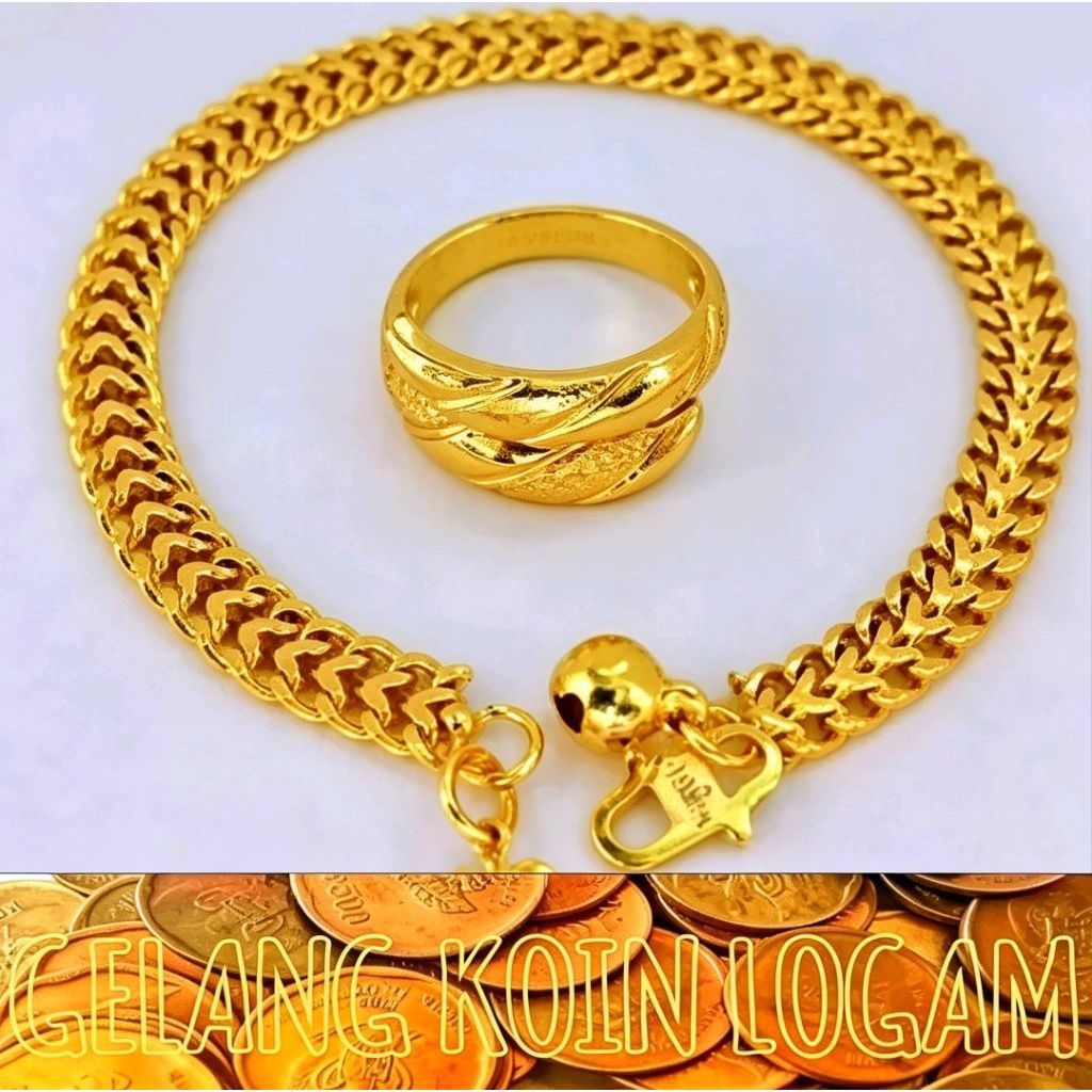 KOIN ASLI gelang tangan tikar free cincin ular tambang koin 1991-1992 perhiasan wanita dewasa anti k