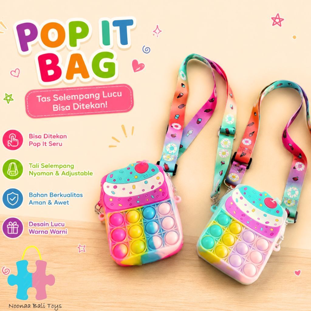 Pop It Bag Tas Pop It Sling Bag Mainan Pop It Tas Anak