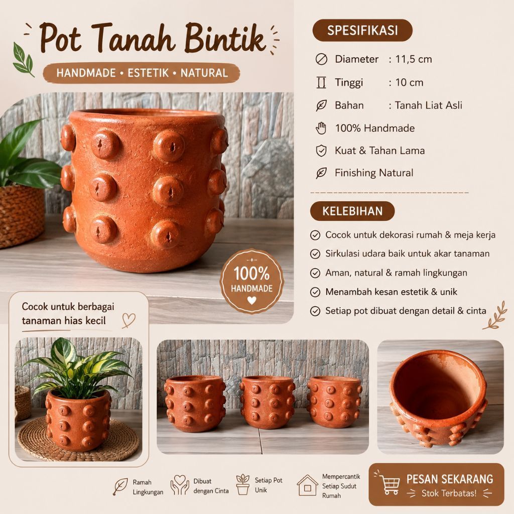 Pot terracotta /pot gerabah/pot bulat