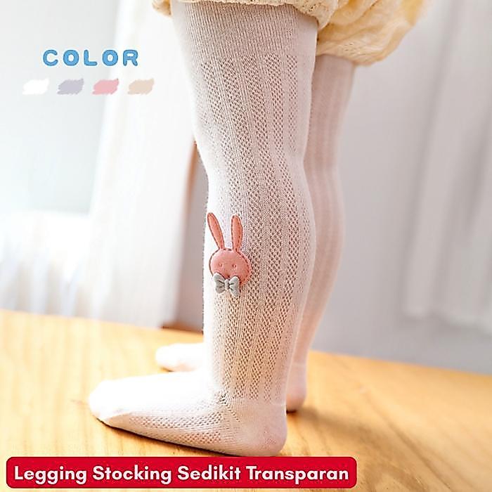 Boboho - Legging Stocking Anak Perempuan Bahan Katun Motif Pita / Celana Stocking Anak Motif Kelinci