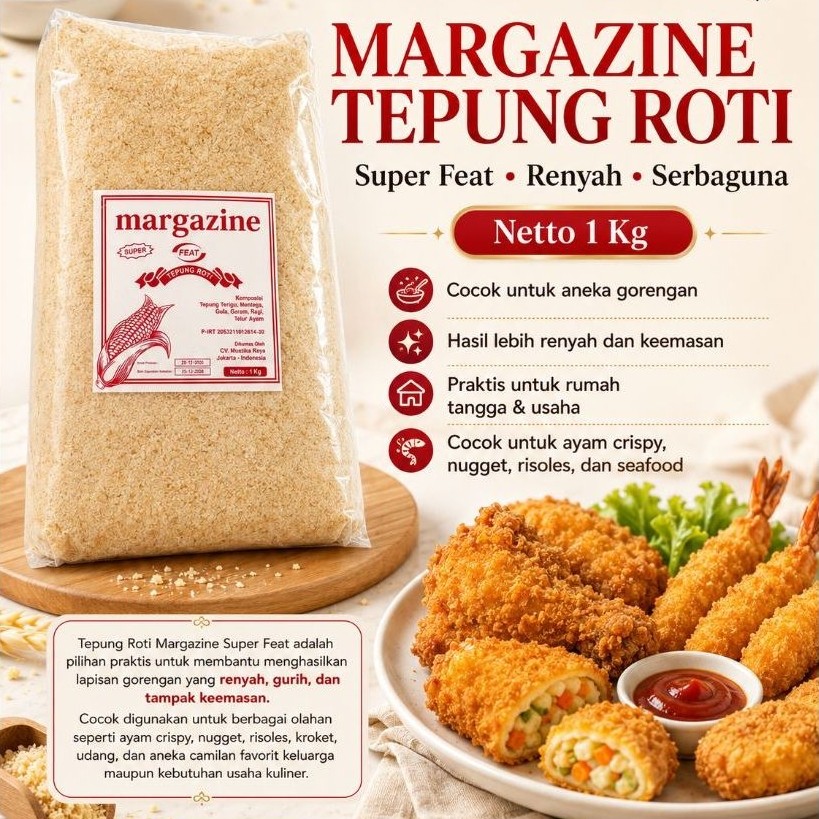 Tepung Roti Halus Bread Crumbs Tepung Panir nugget Feat 1 Kg