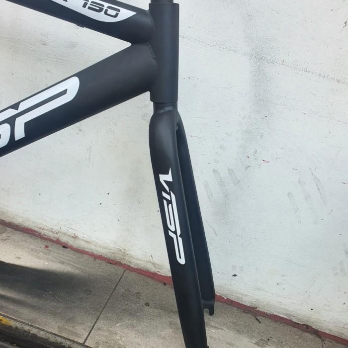 FRAMESET FIXIE VISP HITAM BLACK FRAME SET STEEL IMPOR DECAL FIXED GEAR RANGKA SEPEDA 700C BLACK BUKA