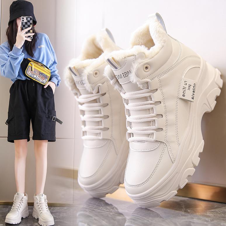 Terlaris Flawless - Sepatu Sneakers Wanita Boots Kasual High - Top Korean Style S15 Round Toe
