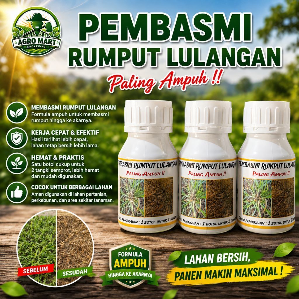 Herbisida racun rumput pembasmi rumput lulangan / rumput berdaun keras dan rumput liar 250ml