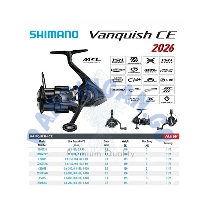 Reel Shimano VANQUISH CE 2026 1000SSS • C2000S • C2500S • 2500S | GARANSI RESMI SHIMANO 1 TAHUN