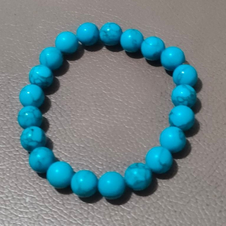 gelang batu pirus biru 8mm baru