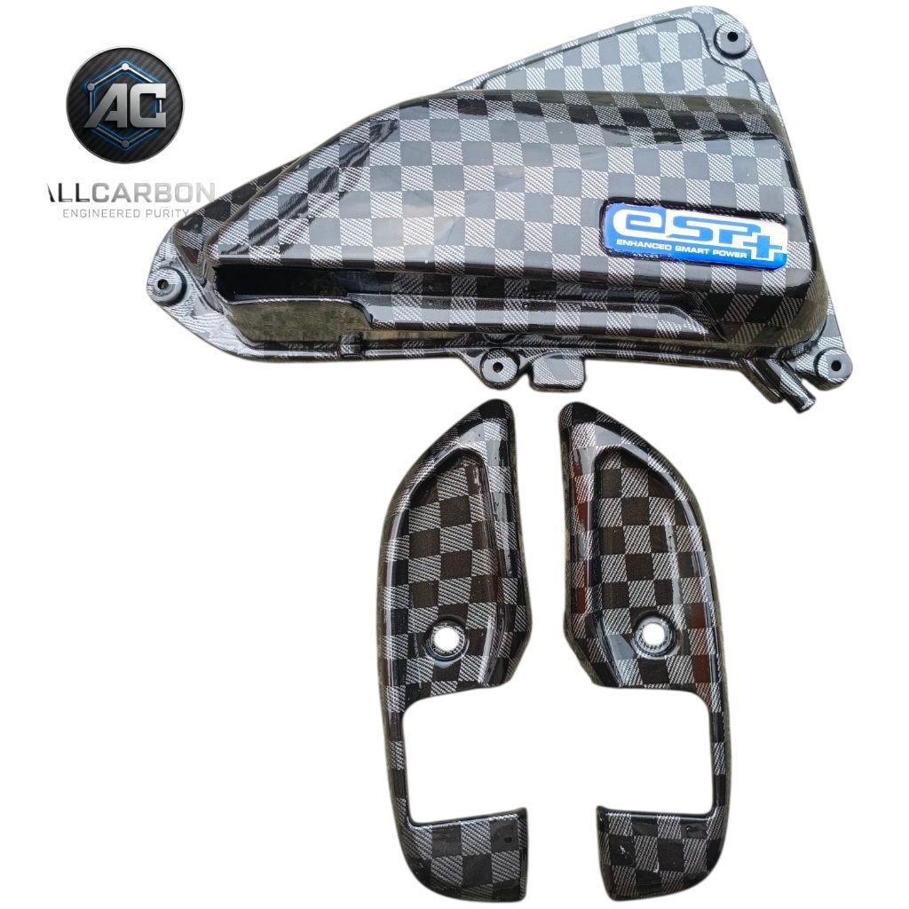 Cover Step & Tutup Filter Scoopy New 2021 Full Carbon Motif Catur