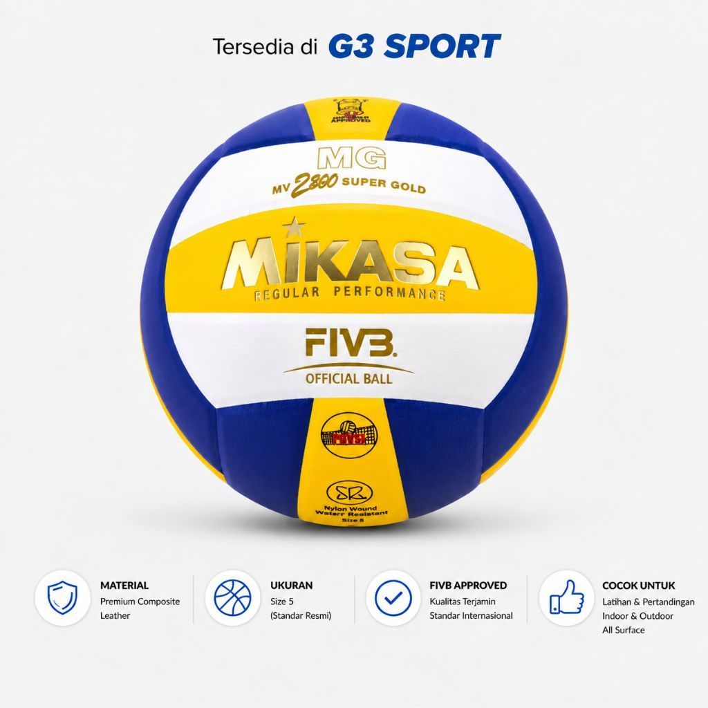 MIKASA Bola voli MG 2200 SUPER GOLD ORIGINAL bola voli original import