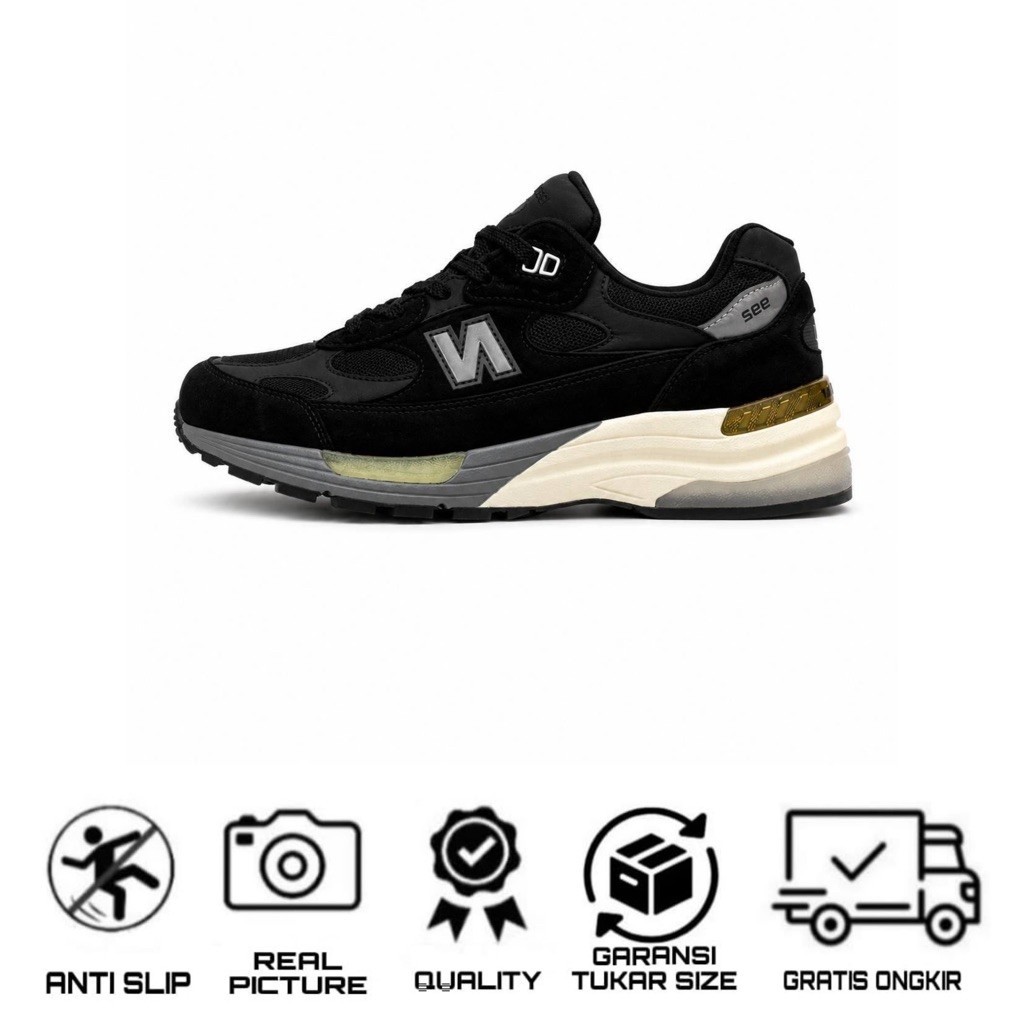 New Balance 992 Black Made in USA Ori | NB 992 USA Black Grey Sneakers Pria