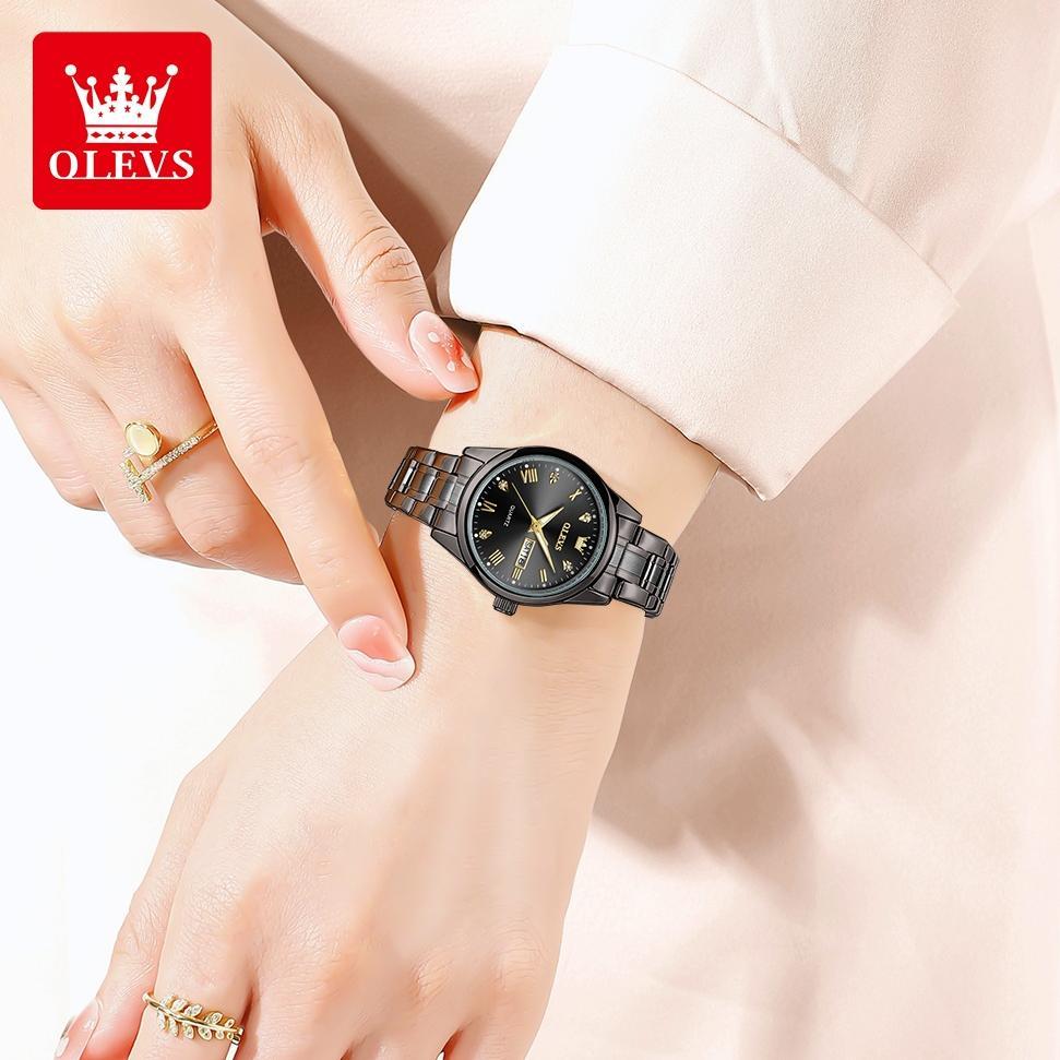 murah olevs jam tangan wanita anti air original stainless steel luminous analog women watch model 55