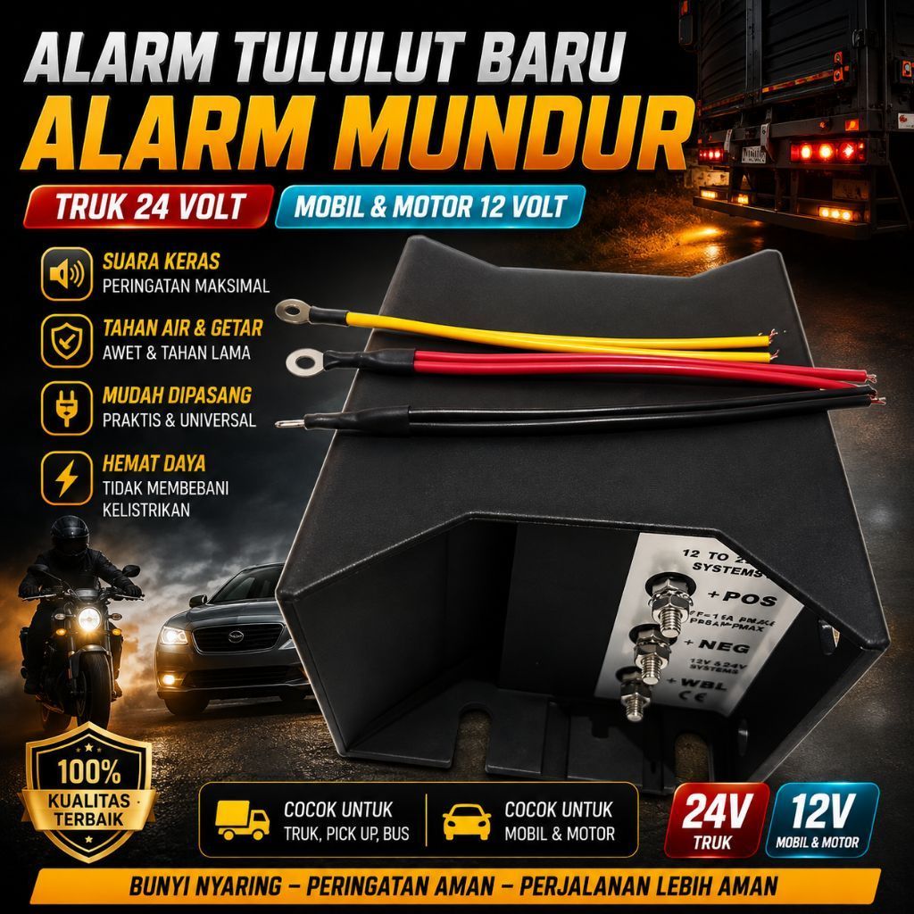 Alarm Tululut Baru Alarm Mundur Truk 24Volt Alarm Rem Mobil Motor 12 Volt
