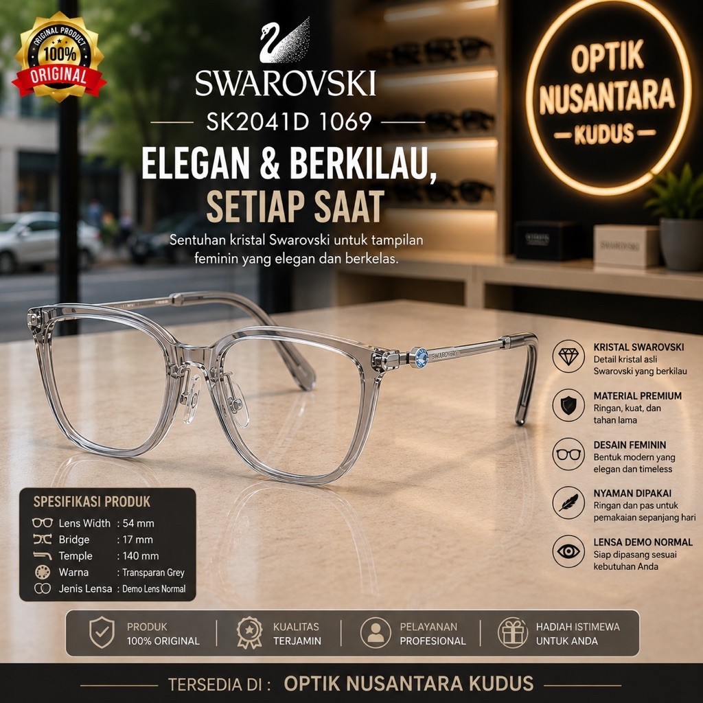 Swarovski Frame Kacamata Original SK2041D 1069