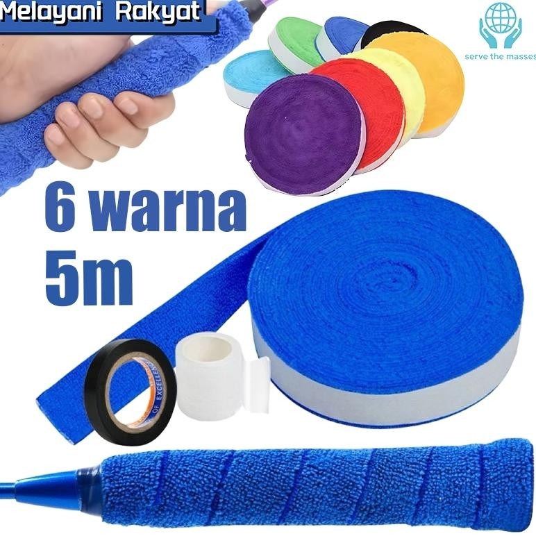 5m Grip Handuk Bulutangkis Badminton Grip Handuk Tenis / Tennis-Grip Joran Pancing Tebal Awet Roll