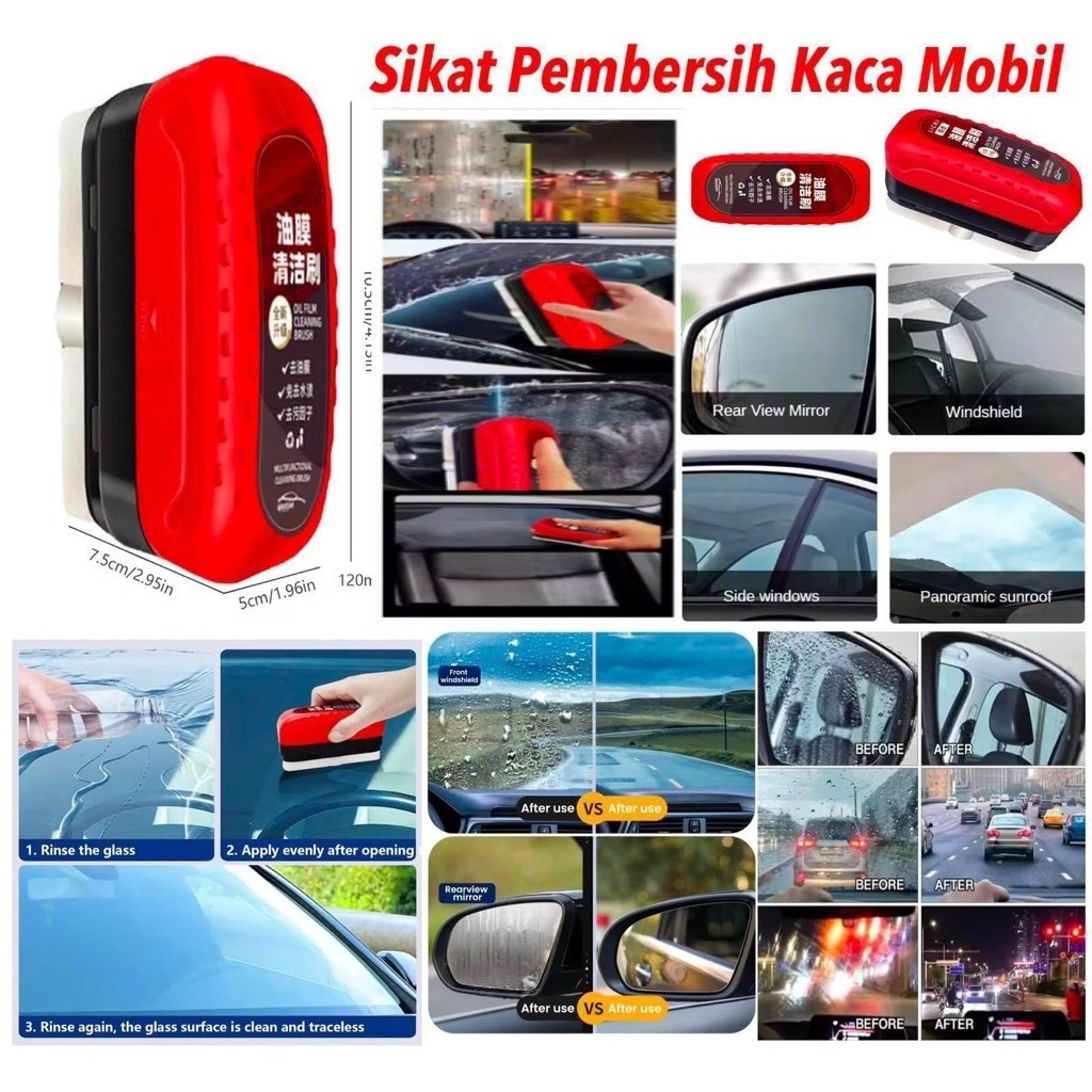 Sikat Pembersih Kaca Mobil Sikat Jamur Kerak Kaca Mobil Car Glass Oil Film Cleaning Brush