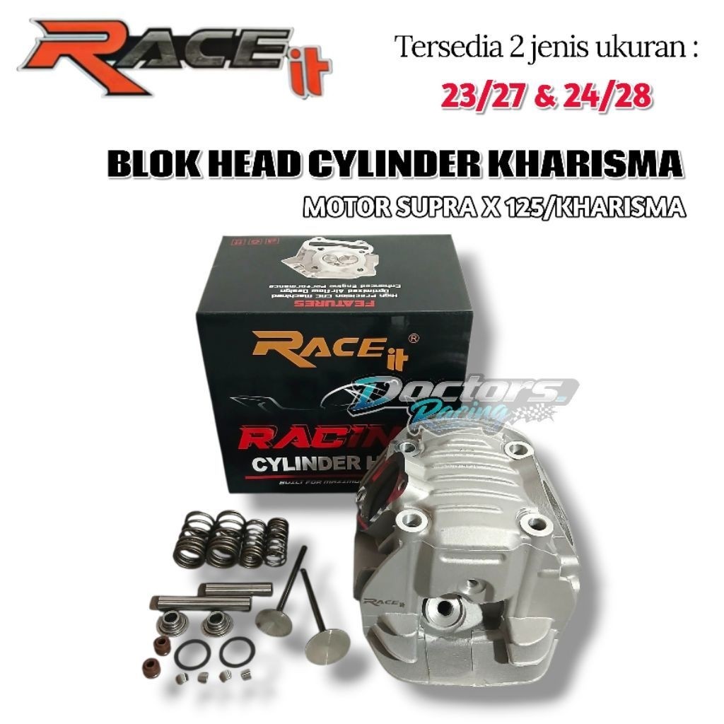 Blok Head Racing Supra X 125 Kharisma Bore Up Big Size Cylinder Head Set Klep Per Seal Race-it