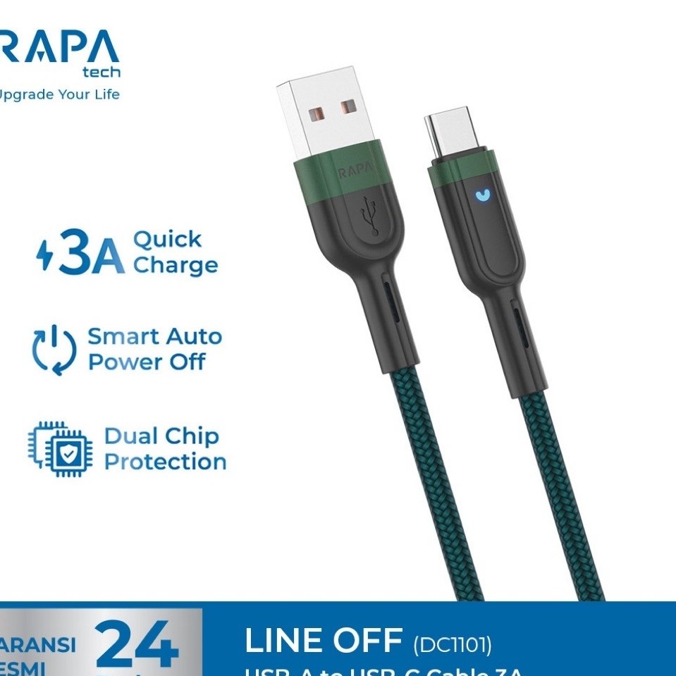 RAPAtech Line Off Data Cable Auto Power Off Kabel iPhone dan Samsung