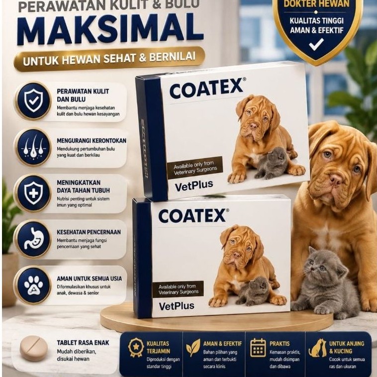 COATEX CAPSUL (1 BOX @ 60 CAPSUL) -VETPLUS COATEX CAPSUL ( 1 BOX @ 60 CAPSUL) - VITAMIN BULU KUCING 
