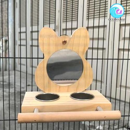 MAINAN TEMPAT MAKAN MINUM BURUNG PARROT BERMAIN + CERMIN AVR-LQ-0102
