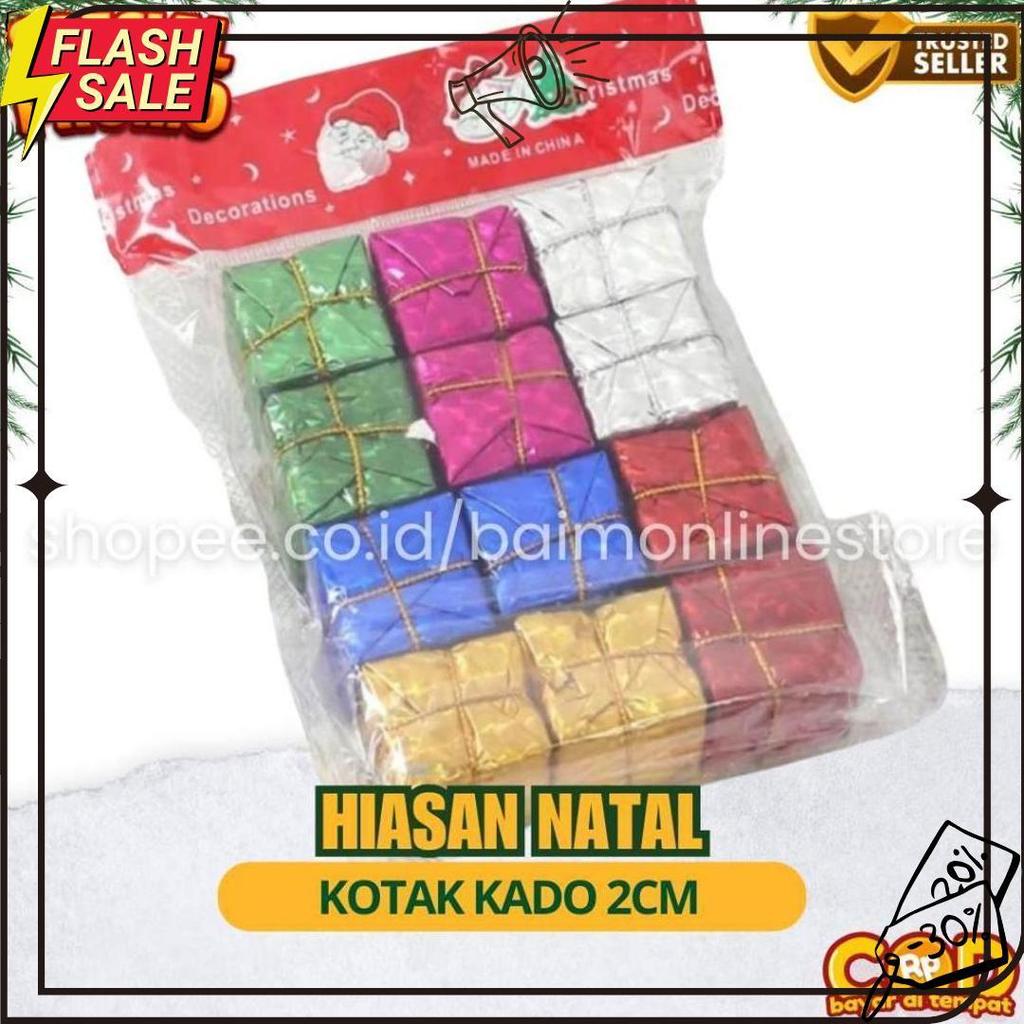 Set Aksesoris Pohon Natal Mini | Bola, Drum, Lonceng, Kotak Kado & Biji Pinus Flash Sale