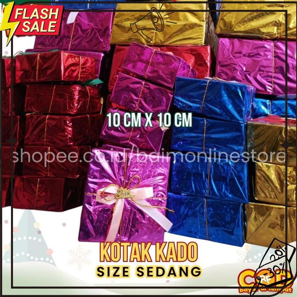 Miniatur Kotak Kado Natal | Dekorasi Pohon Natal Ukuran Kecil, Sedang & Besar | Warna Meriah Meledak