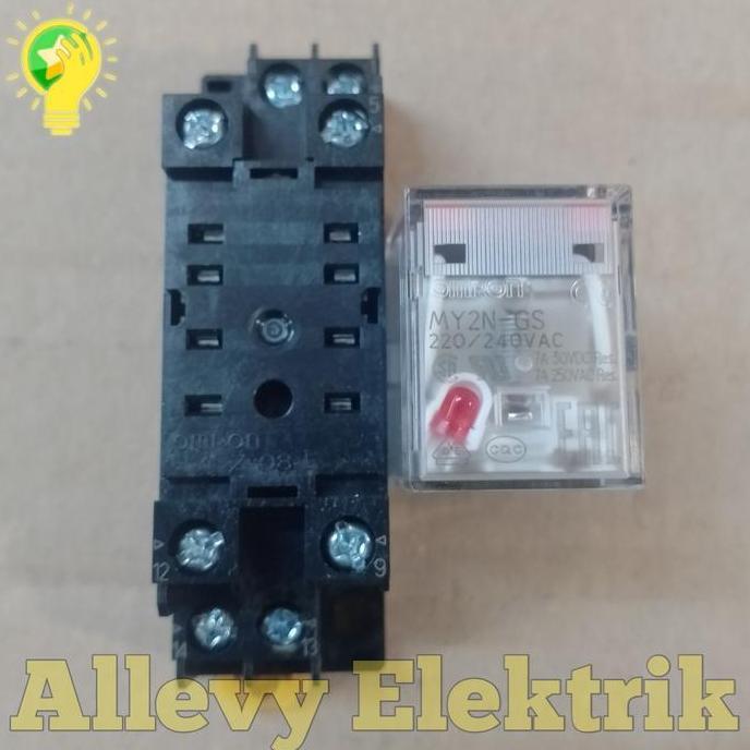 RELAY OMRON MY2N 220-240VAC + SOCKET OMRON ASLI