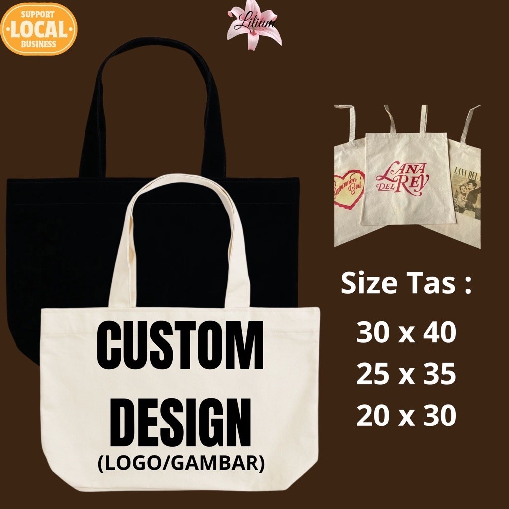 Totebag Landscape Custom Logo | Tas Blacu Canvas Horizontal Custom Printing Gambar | Goodie Bag Semi