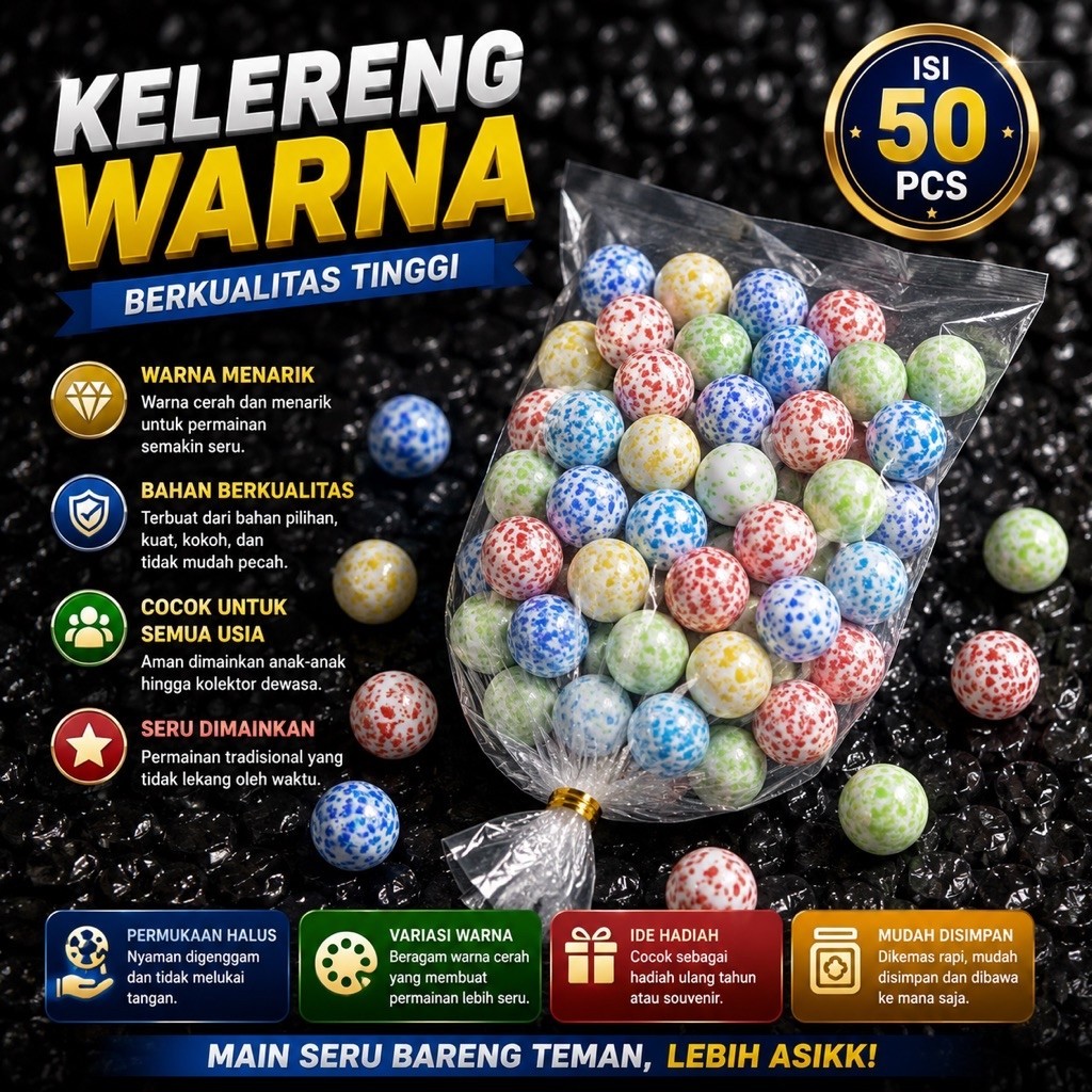 50pcs Kelereng Mini Tradisional Ukuran 1.1cm termurah