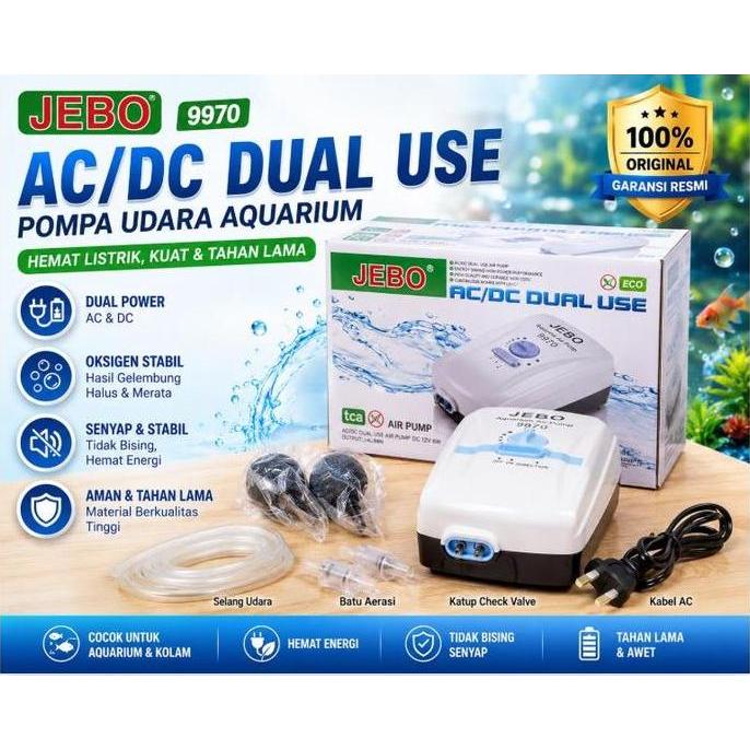 Aerator Jebo 9970 Aerator Acdc Airpump Ac Dc Pompa Oksigen Kolam