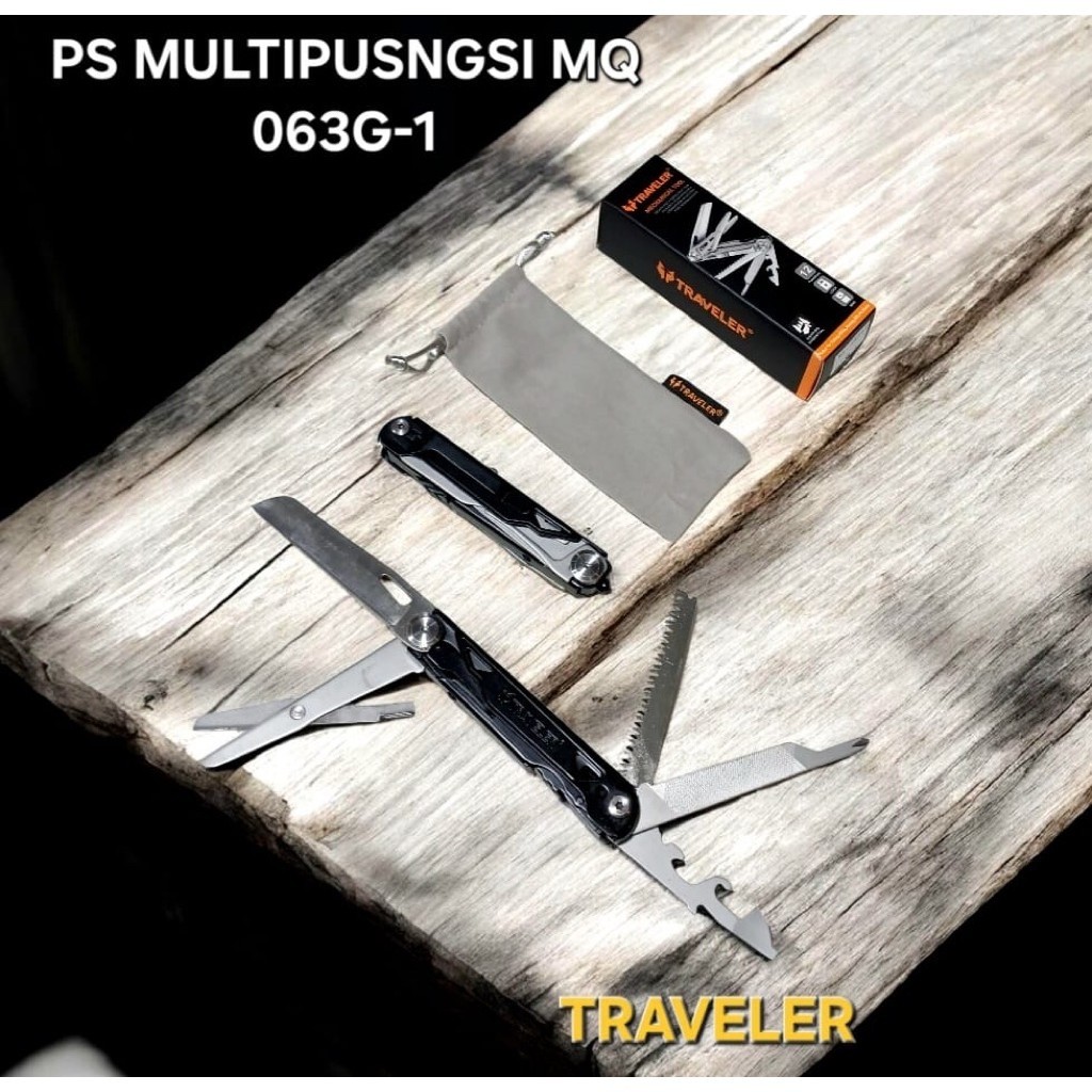 Multitool Traveler MQ 063G-1 12 in 1 Stainless Steel Alat 1 Serbaguna Outdoor Camping