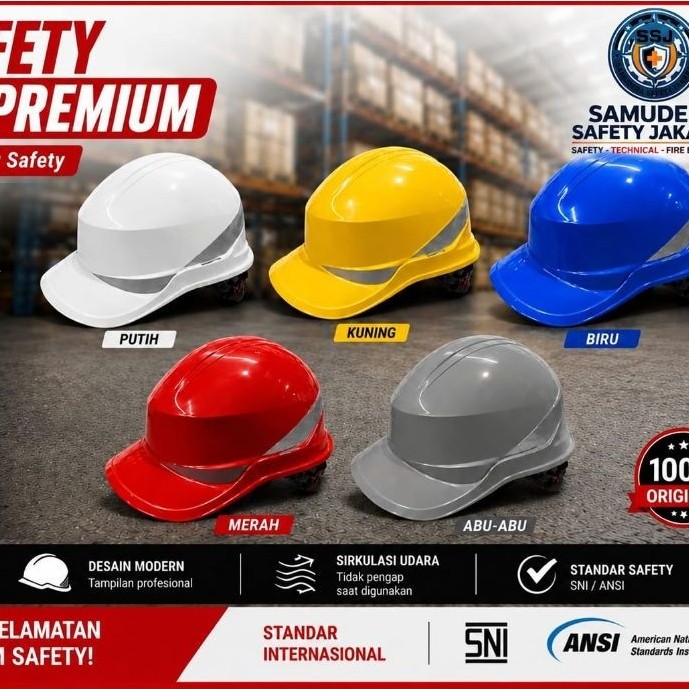 Helm Safety MSA Baseball PP + Tali Dagu SNI Original_Biru