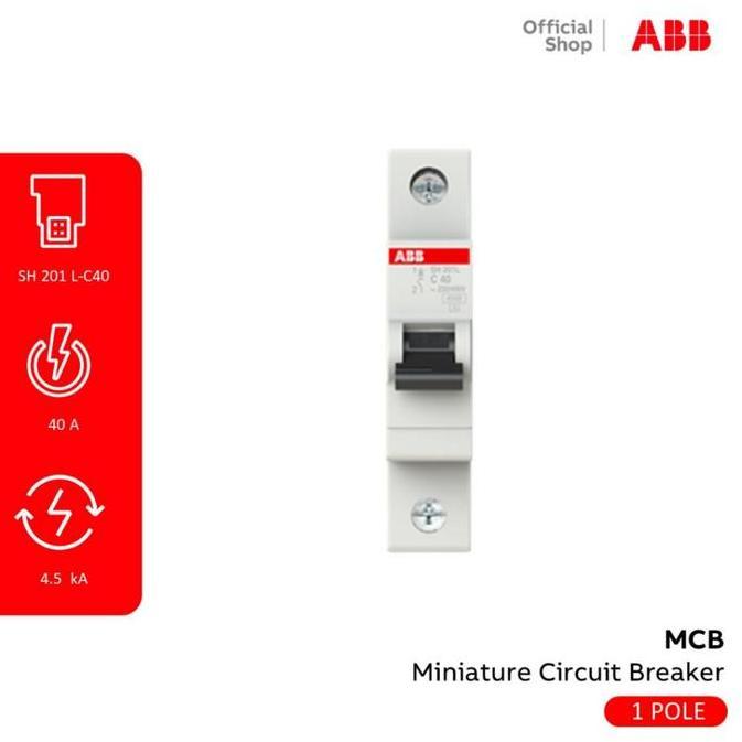 ABB MCB SH201L-C40 2CDS241001R0404 SH200L-1P-C-40AMPERE UP TO 4,5 KA PREMIUM