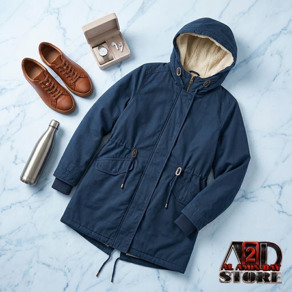 Back Number Parka Jacket Navy Tebal Sherpha