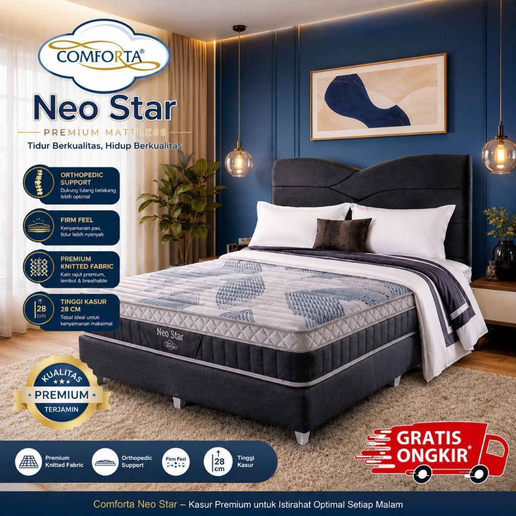 1 set springbed matras kasur dipan sandaran comforta neo star sandaran alto 90 100 120 140 160 180 2