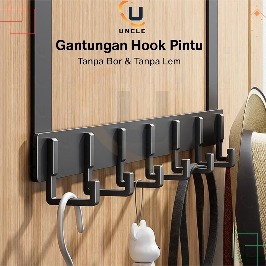 UNCLE.id Hanger Gantungan Baju Pintu Kamar Mandi Kamar Tidur Serbaguna untuk Baju, Jaket Kuat