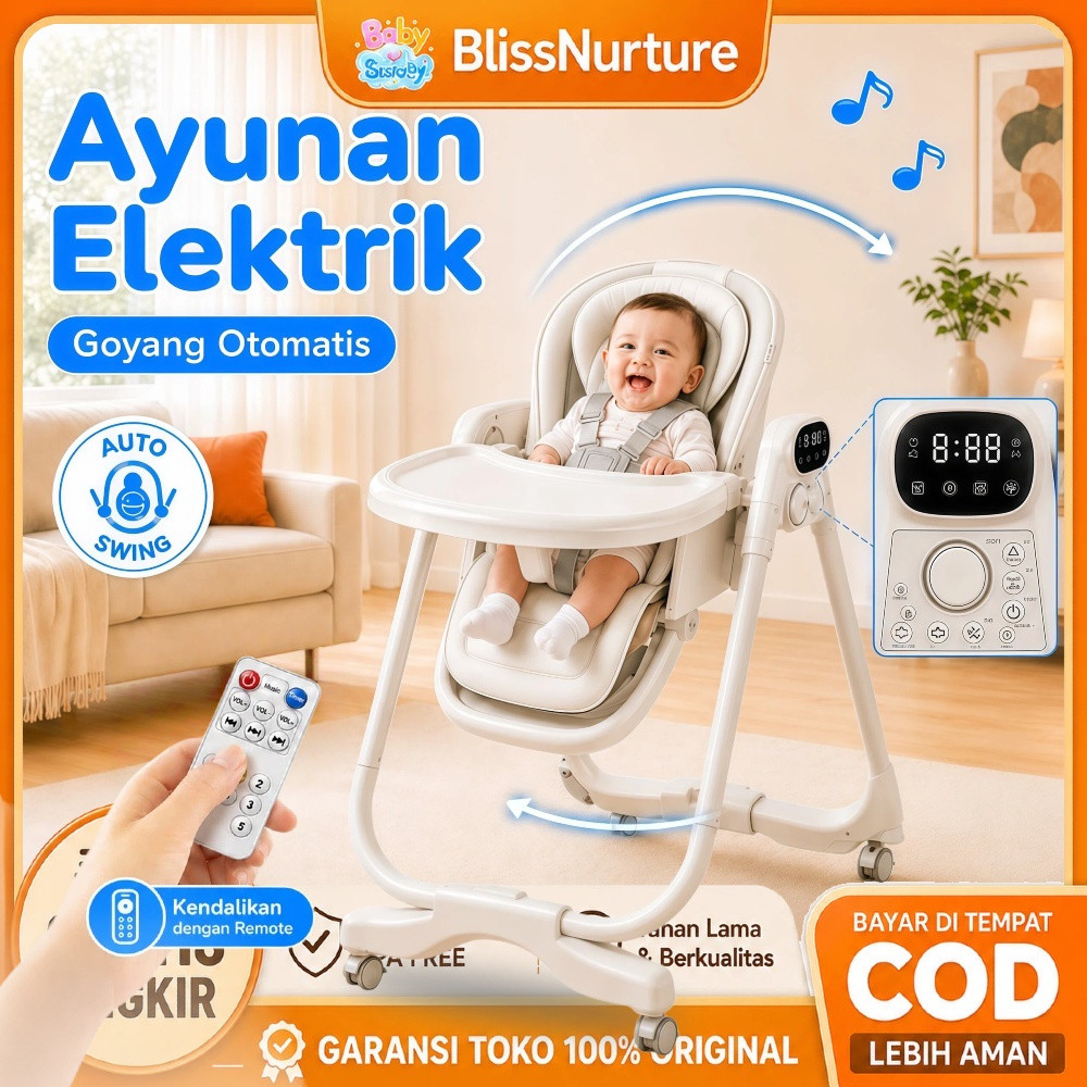 Kursi Makan Bayi Lipat Bisa Tidur Datar, Kursi Bayi Multifungsi dengan Roda, Kursi Makan Anak Adjust