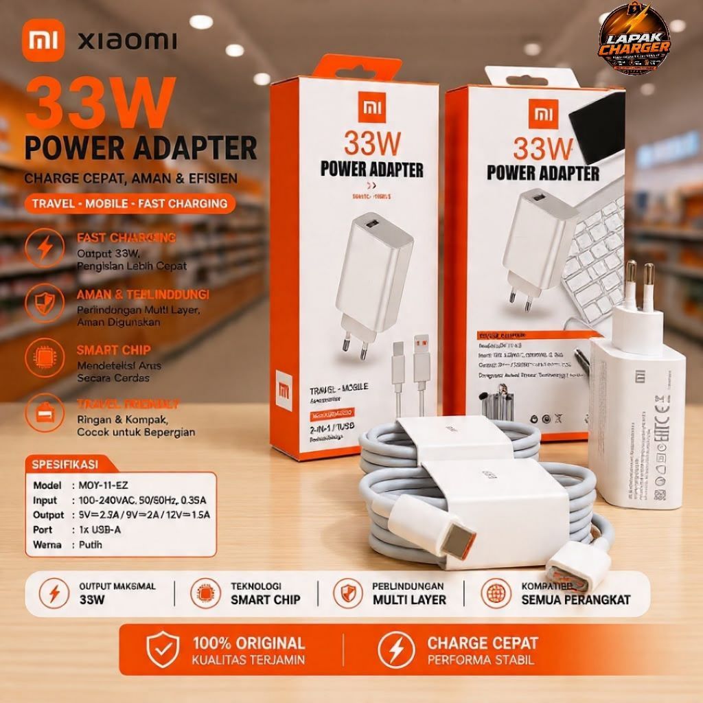 CHARGER XIAOMI 33WATT TYPE C SUPORT VOOC DAN FAST CHARGING 33WATT REDMI 11 MICRO MI9T