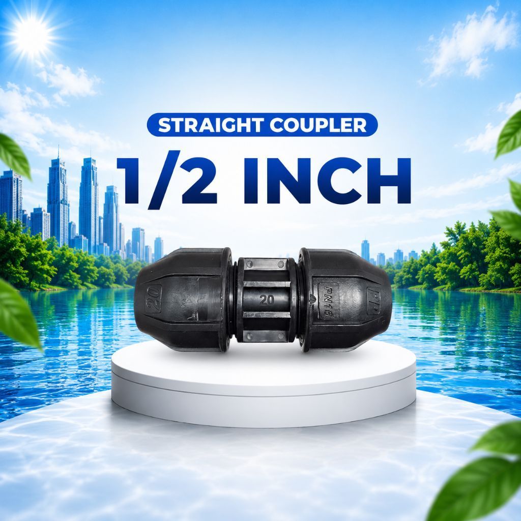 Fitting Pipa HDPE Straight Coupler 1/2 Inch Sambungan Pipa HDPE Lurus