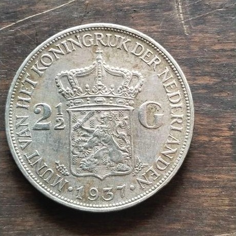 KOIN KUNO PERAK BELANDA 2 1/2 GULDEN1943 ORIGINAL