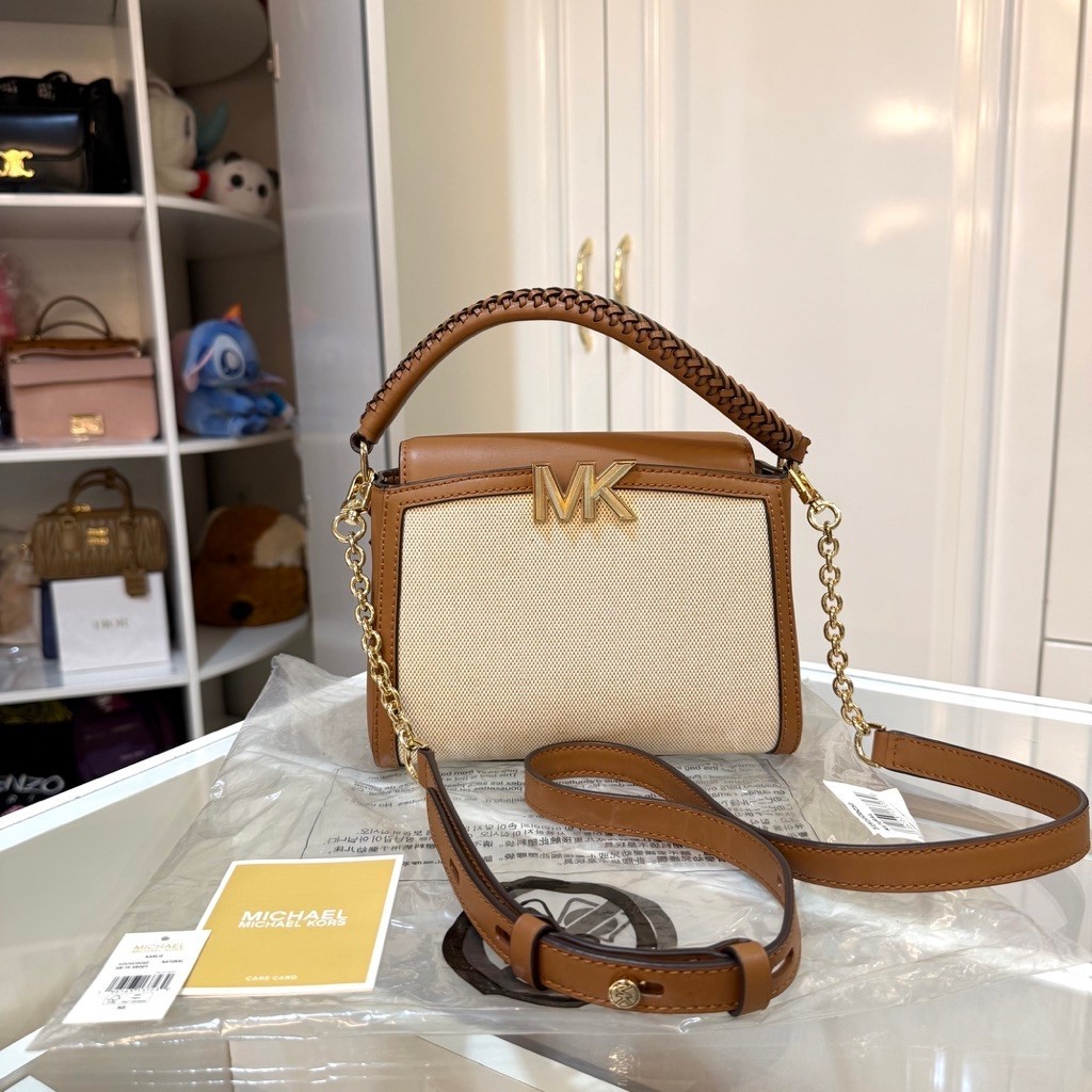 PRELOVED MK Michael Kors Karlie Small Canvas and Leather Crossbody Sling Bag Branded