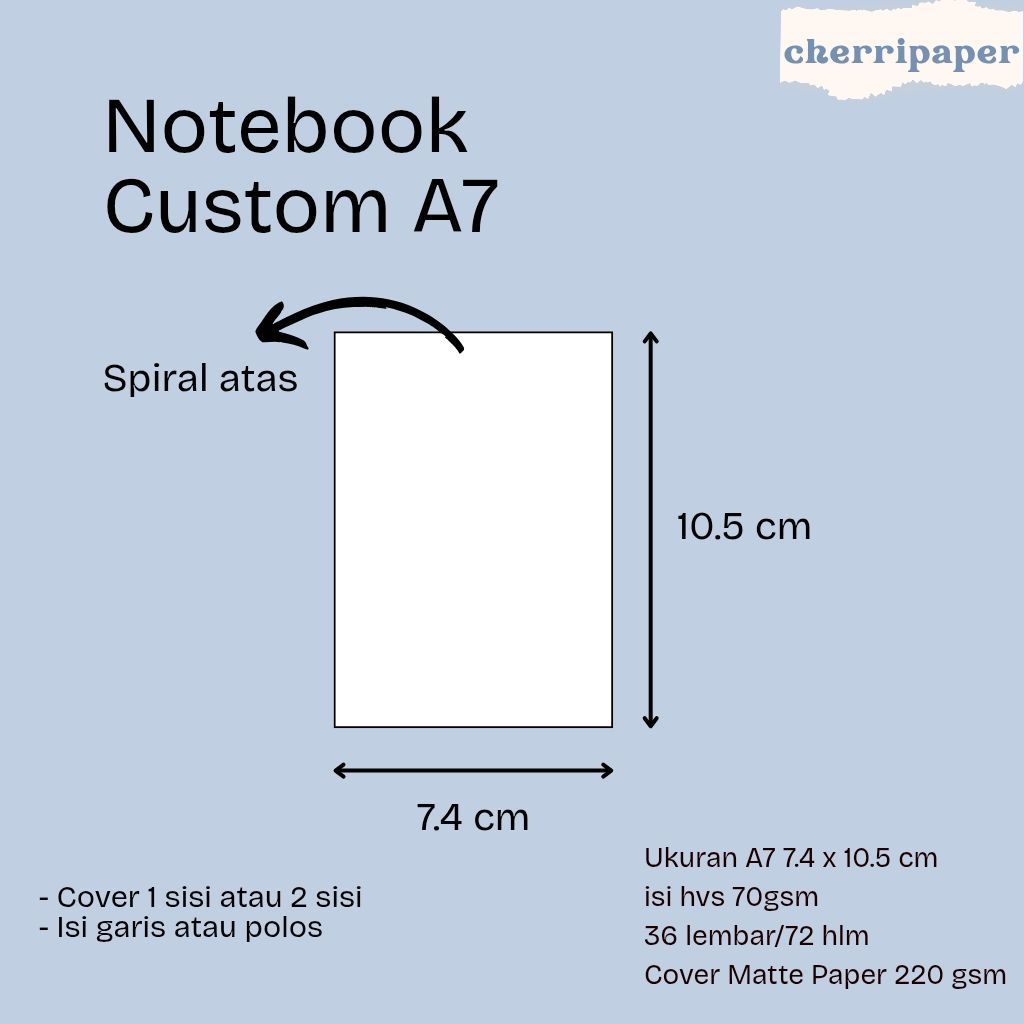 cherripaper - Notebook Custom A7 Buku Tulis A7 Notebook Souvenir Custom Notebook Seminar Custom Desi