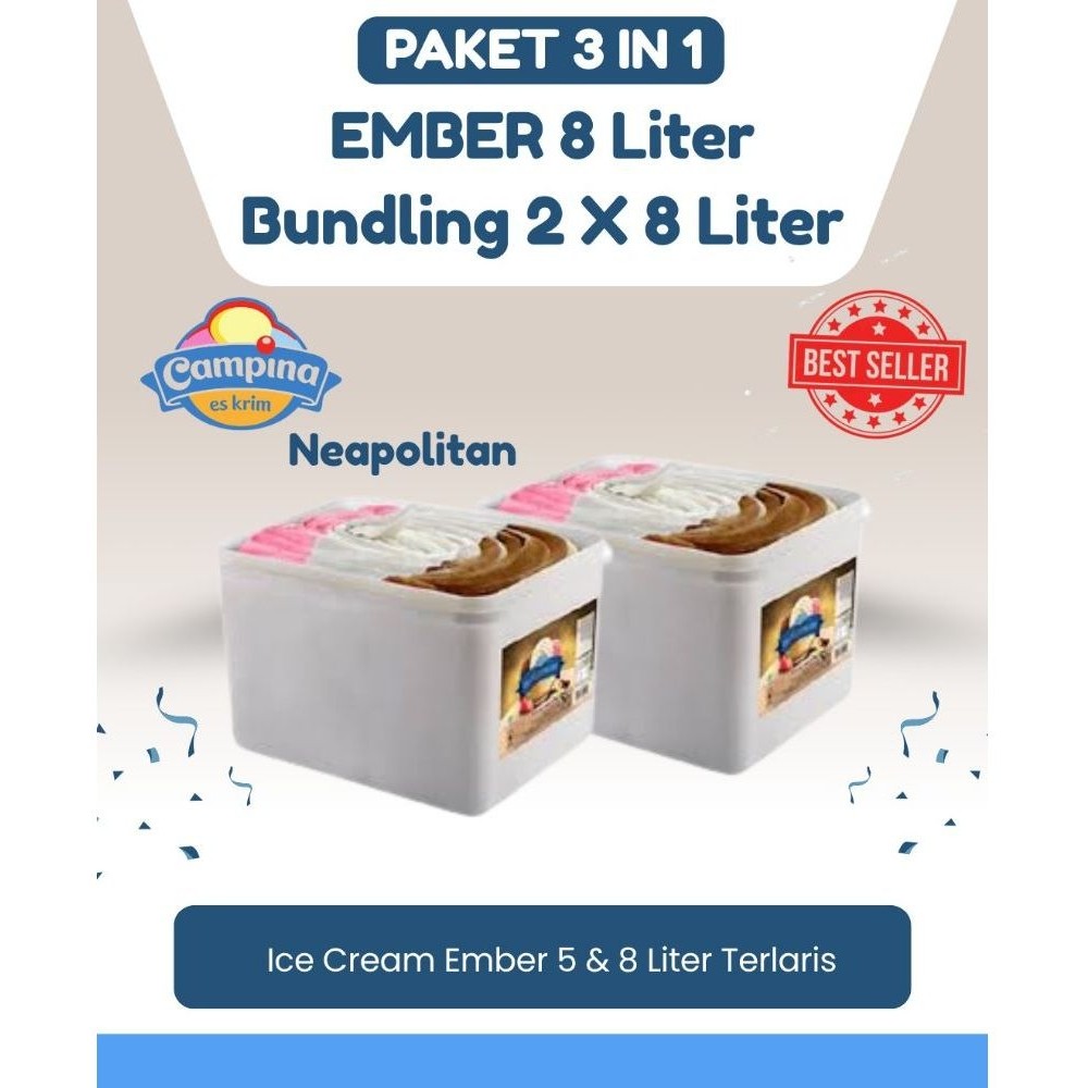 Ice Cream Aice, Indoeskrim, Diamond, Campina, Paket Bundling Lebih Hemat Neapolitan / paket isi 2 em